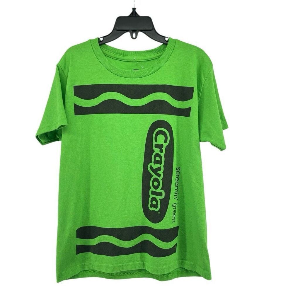 Crayola Experience Youth Screamin’ Green Crayon T-Shirt XS Crewneck Short Sleeve